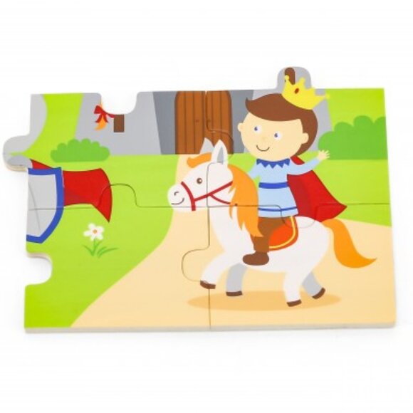 VIGA 16 Pcs Flat Wooden Puzzle w/Tray -Fairy Tale Knights New Sealed For Age 2+ - Picture 4 of 15